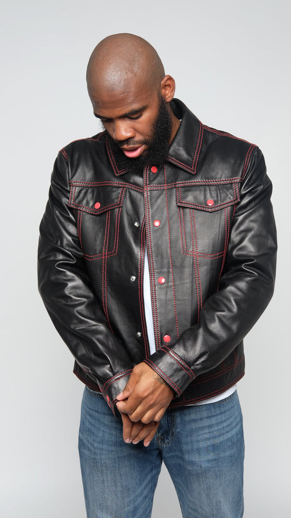 Denim and leather jacket | Leather Apparel | Men's | Ferragamo US